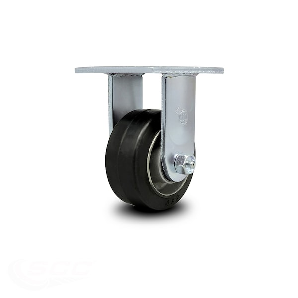 Service Caster 4 Inch Rubber on Aluminum Wheel Rigid Caster with Roller Bearing SCC-30R420-RAR - main